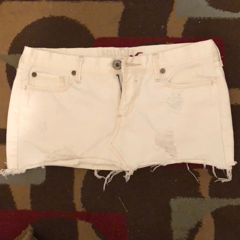 Hollister white jean miniskirt